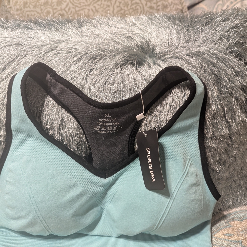 Blue and Black Racerback Sports Bra Intimates & Sleepwear